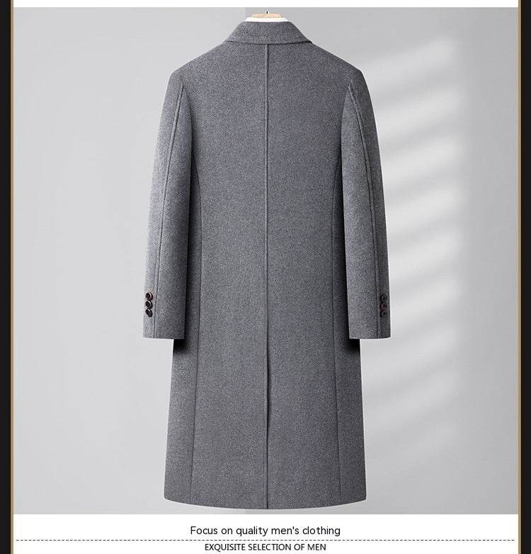 Autumn & Winter Long Woolen Coat - Double Breasted & Oblique Pockets - Buy Center