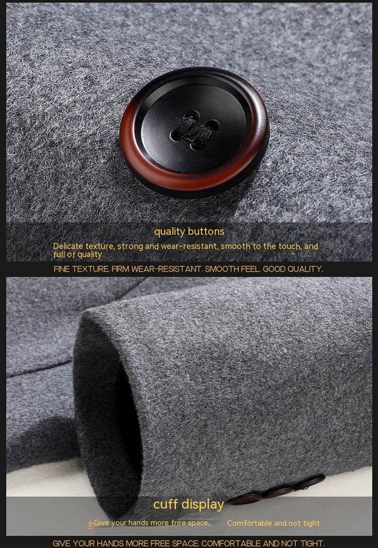 Autumn & Winter Long Woolen Coat - Double Breasted & Oblique Pockets - Buy Center