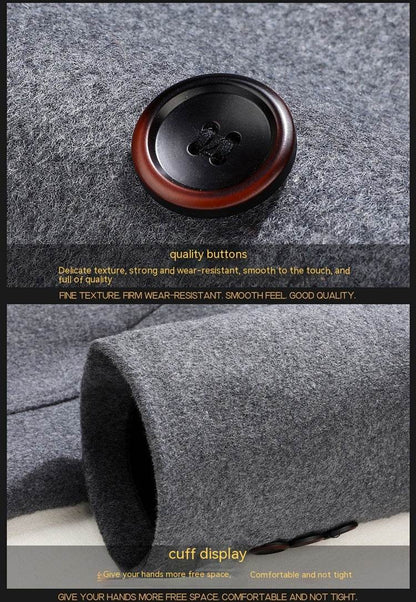 Autumn & Winter Long Woolen Coat - Double Breasted & Oblique Pockets - Buy Center