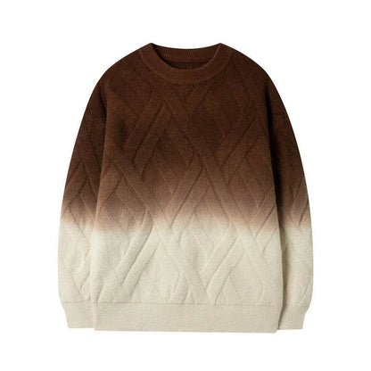 Buycenter Men's Retro Tie-Dyed Sweater - Casual Crew Neck Pullover - Buy Center