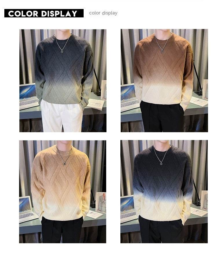 Buycenter Men's Retro Tie-Dyed Sweater - Casual Crew Neck Pullover - Buy Center