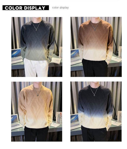 Buycenter Men's Retro Tie-Dyed Sweater - Casual Crew Neck Pullover - Buy Center