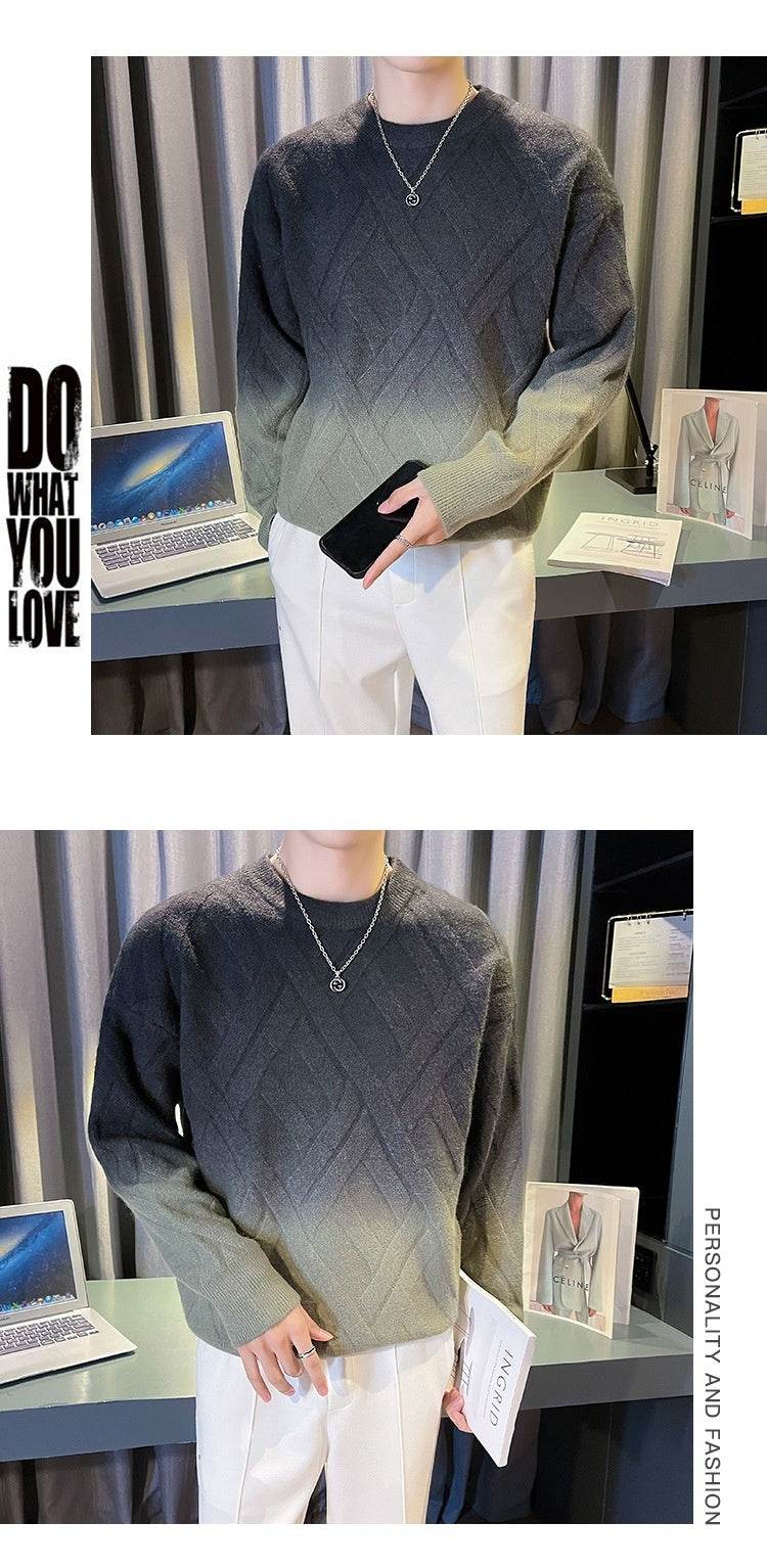 Buycenter Men's Retro Tie-Dyed Sweater - Casual Crew Neck Pullover - Buy Center