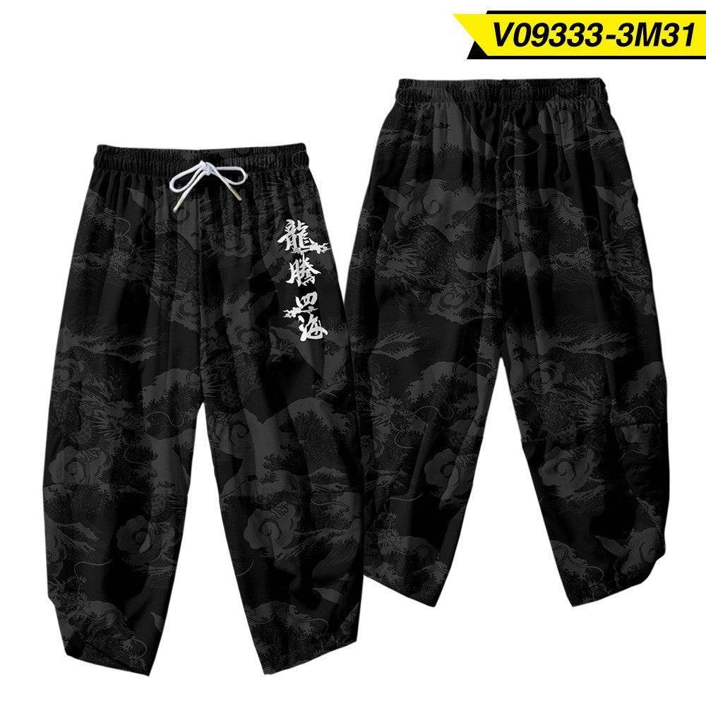 Men's 3D Creative Printed Cropped Pants - Stylish Sun & Moon Design - Buy Center