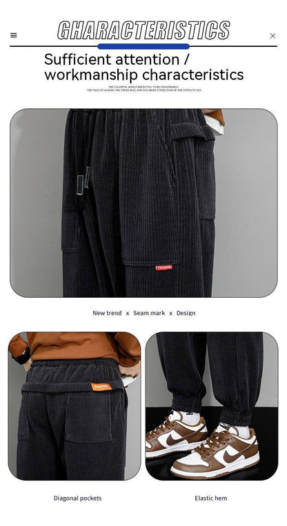 Men's Plus-Size Corduroy Casual Pants - Loose Wide Leg for Autumn Style - Buy Center