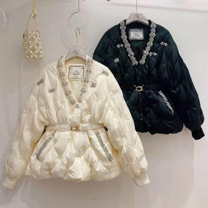 Buycenter V Neck Down Jacket Coat for Women - Stylish & Warm Trench - Buy Center