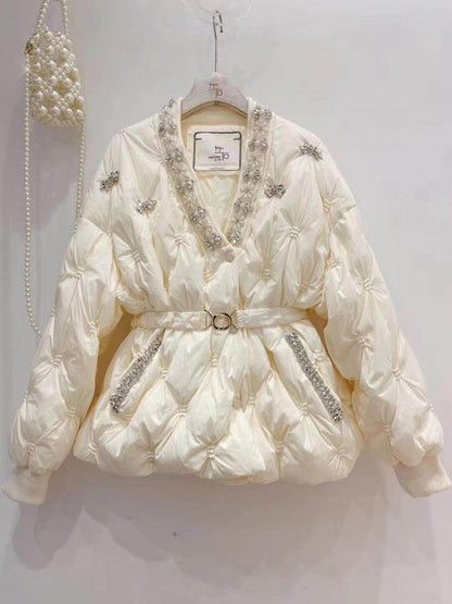 Buycenter V Neck Down Jacket Coat for Women - Stylish & Warm Trench - Buy Center