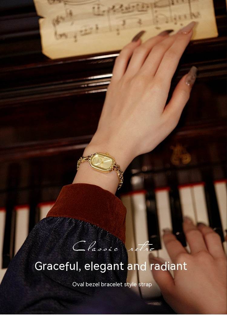 Medieval Small Golden Watch - Retro Oval Design, Lightweight Quartz Style - Buy Center