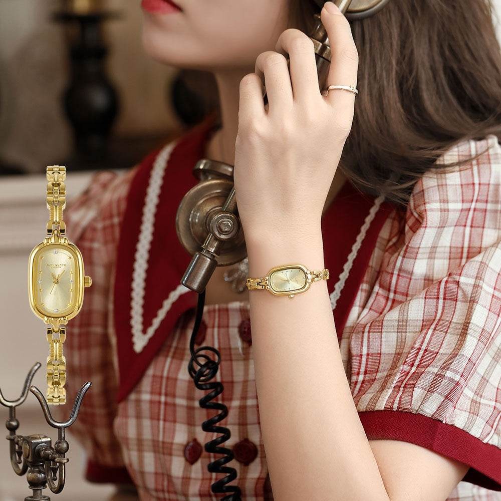 Medieval Small Golden Watch - Retro Oval Design, Lightweight Quartz Style - Buy Center