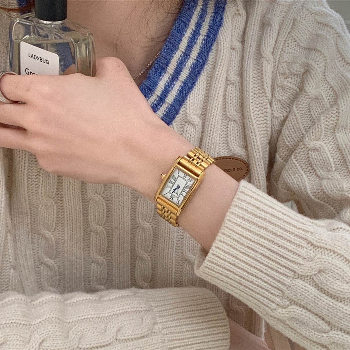 Buy Center Retro Women's Gold Dress Watch - Stylish Steel Belt Design - Buy Center