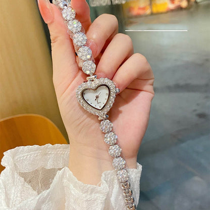 Buycenter Women's Casual Heart-Shaped Diamond Fishbone Watch - Quartz Movement - Buy Center