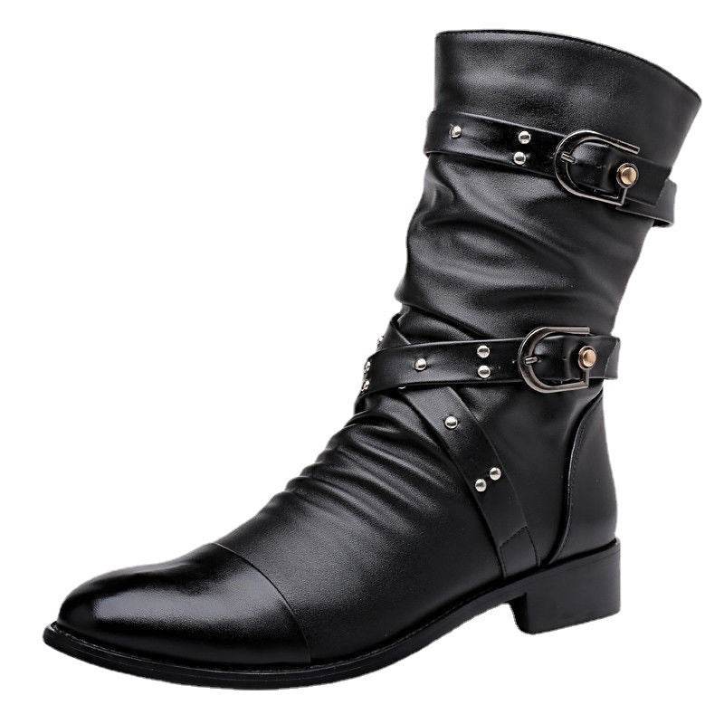 Stylish Men's Pointed Toe Wellingtons - Warm Side Zipper Design 2025 - Buy Center