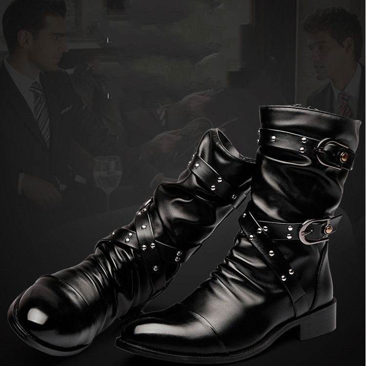 Stylish Men's Pointed Toe Wellingtons - Warm Side Zipper Design 2025 - Buy Center