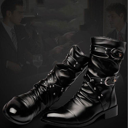 Stylish Men's Pointed Toe Wellingtons - Warm Side Zipper Design 2025 - Buy Center