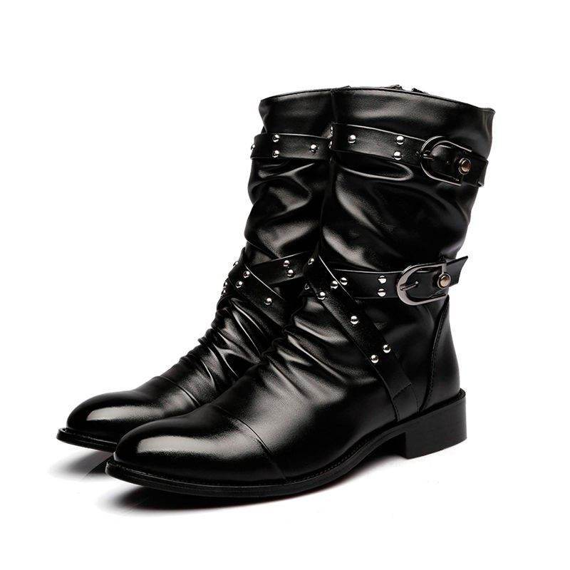 Stylish Men's Pointed Toe Wellingtons - Warm Side Zipper Design 2025 - Buy Center