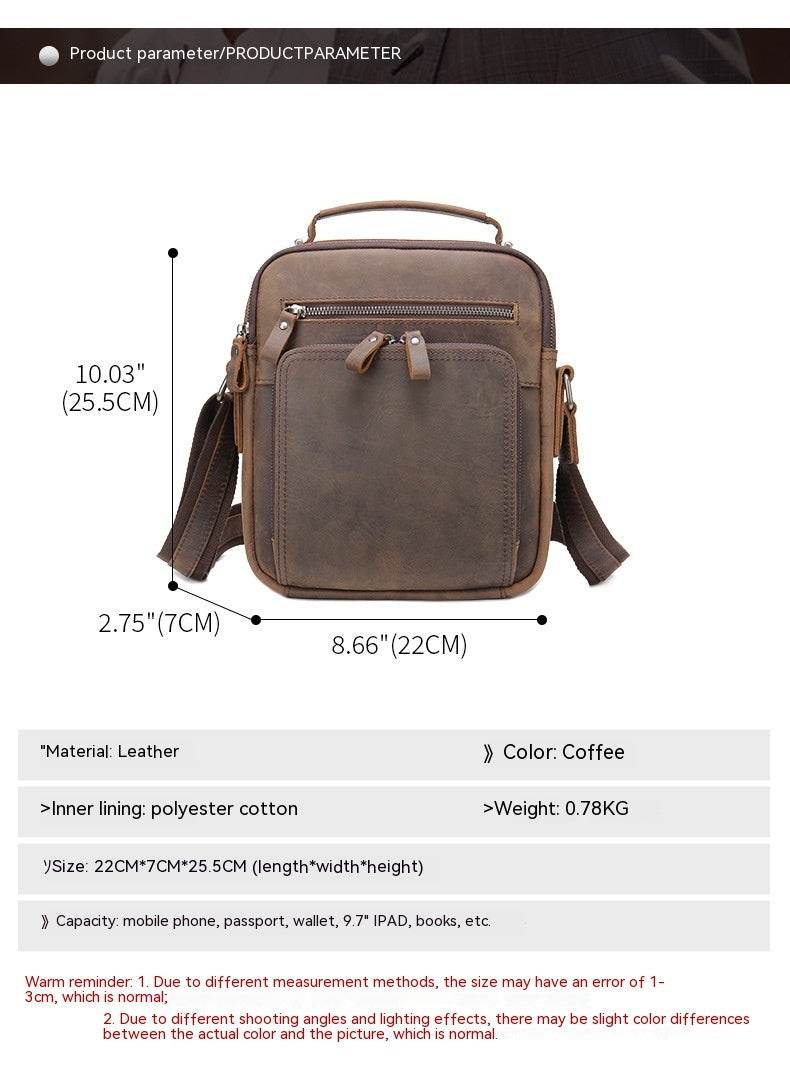 Retro Leather Shoulder Messenger Bag - Large Capacity, Waterproof Design - Buy Center