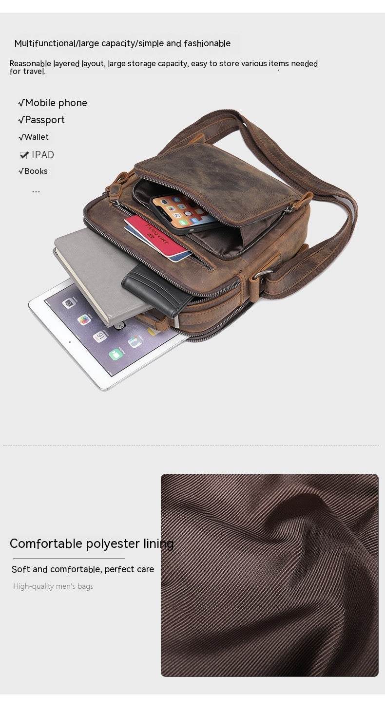 Retro Leather Shoulder Messenger Bag - Large Capacity, Waterproof Design - Buy Center