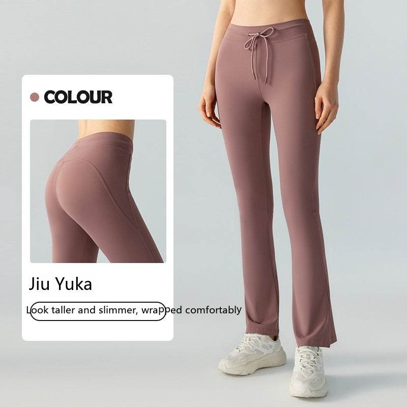 Comfortable Waist Slimming Yoga Pants - Stylish Bell-Bottom with Pockets - Buy Center