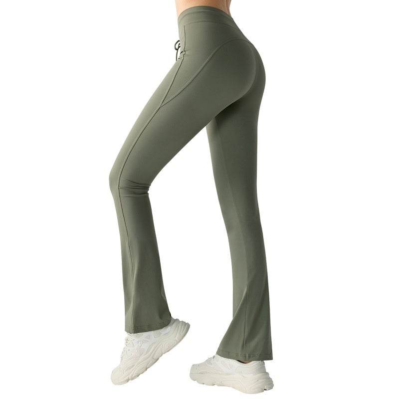 Comfortable Waist Slimming Yoga Pants - Stylish Bell-Bottom with Pockets - Buy Center