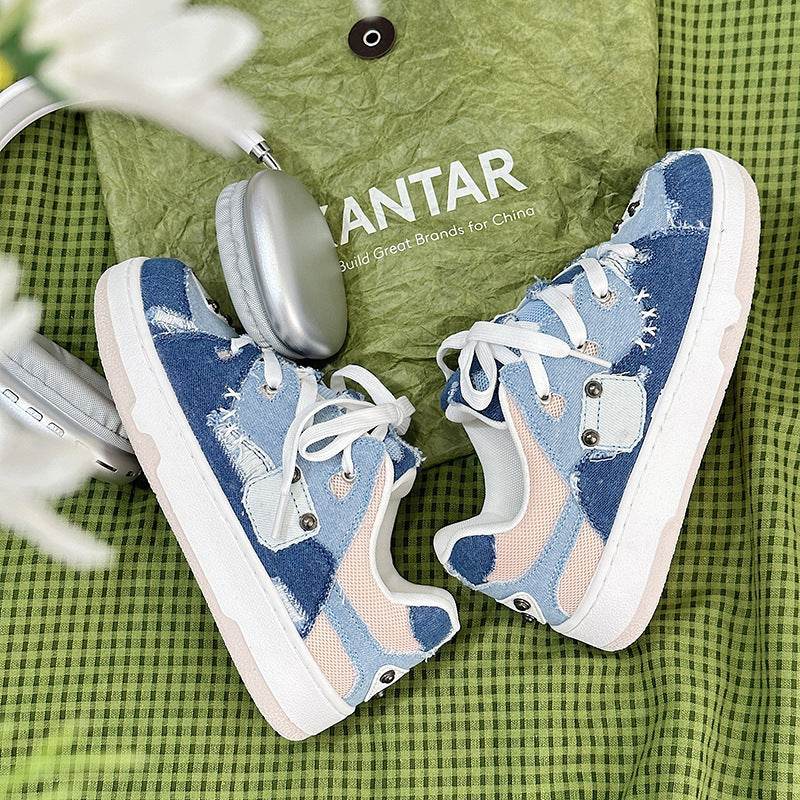 Denim Canvas Cold Glue Shoes - Breathable Low Top Casual Footwear - Buy Center