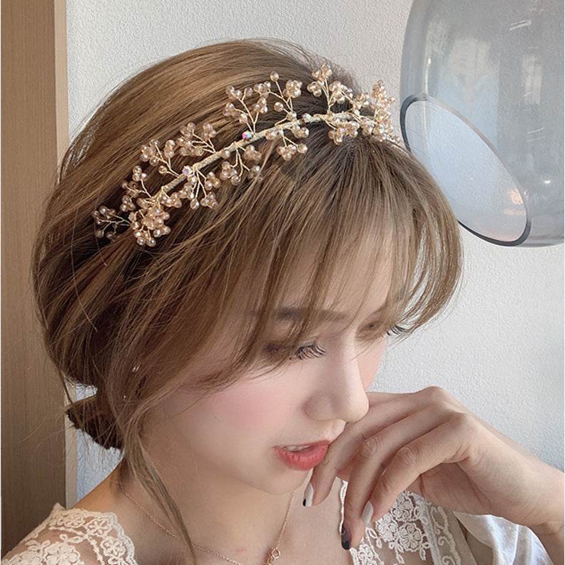 Elegant Korean Crystal Hair Headband - Retro Wave Design for Weddings - Buy Center