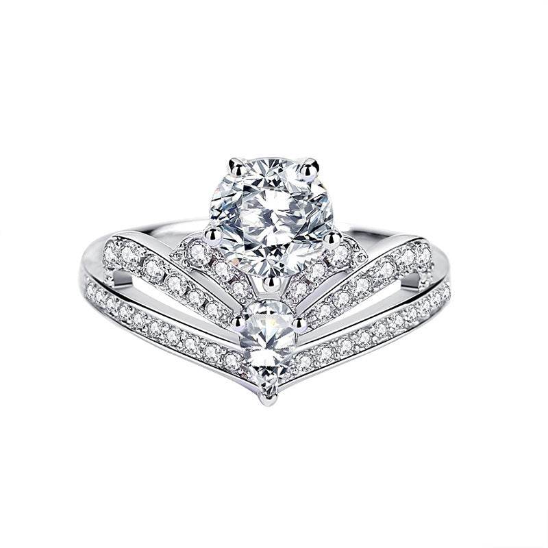 Buy Center Women's Moissanite Crown Ring - 925 Silver Jewelry - Buy Center