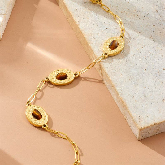 Buy Center Retro Gold-Plated Stainless Steel Oval Geometry Bracelet - Buy Center