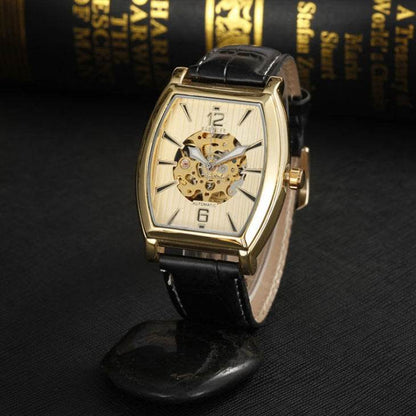 Buy Center Square Leather Mechanical Watch - Elegant Tourbillon Design - Buy Center