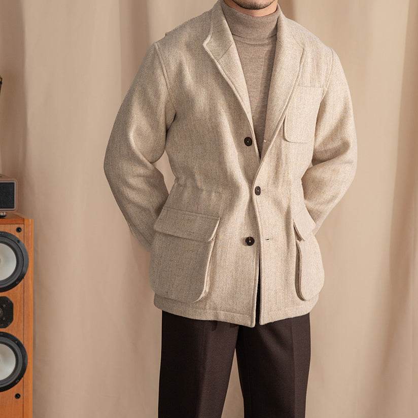 Retro Warm Tweed Safari Jacket - Stylish British Wool Outerwear 2025 - Buy Center