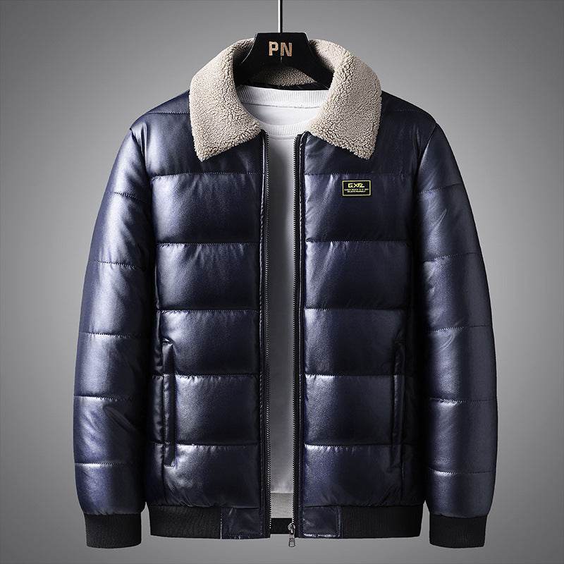 Trendy Men's Winter Jacket - Stylish PU Leather with Lapel Collar - Buy Center