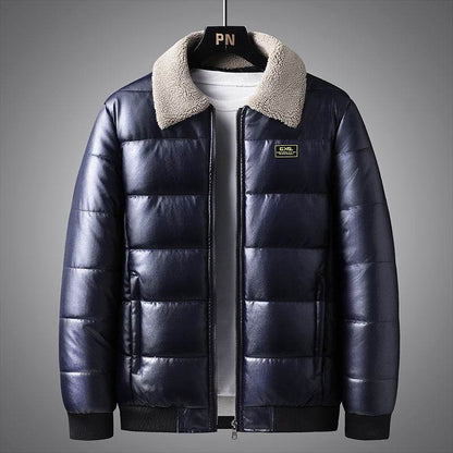 Trendy Men's Winter Jacket - Stylish PU Leather with Lapel Collar - Buy Center