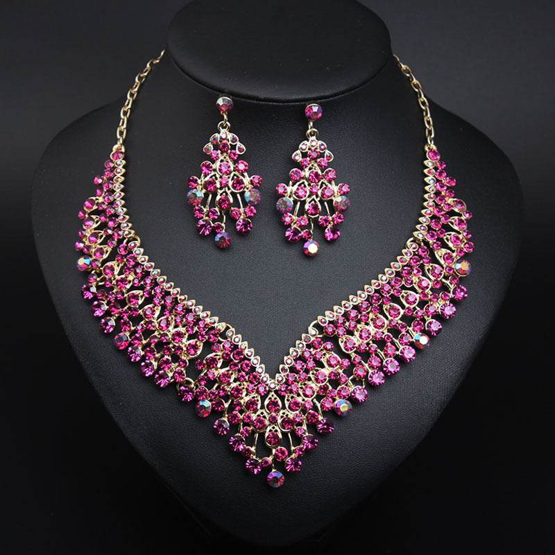 Buy Center Creative Crystal Collarbone Necklace & Earring Set - Fashion Jewelry - Buy Center
