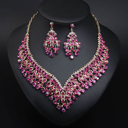 Buy Center Creative Crystal Collarbone Necklace & Earring Set - Fashion Jewelry - Buy Center