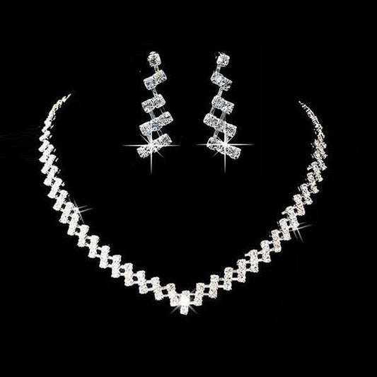 Elegant Rhinestone Bridal Jewelry Set - Necklace & Earring Combo 2025 - Buy Center