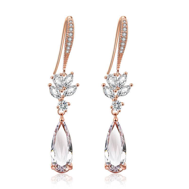 Buycenter Long Korean Wedding Earrings - Elegant Water Drop Design - Buy Center