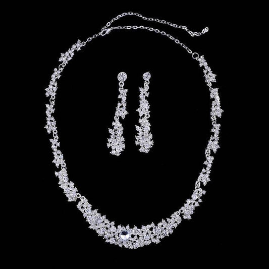 Elegant Bridal Jewelry Set - Diamond Pendant Necklace & Earrings for Weddings - Buy Center
