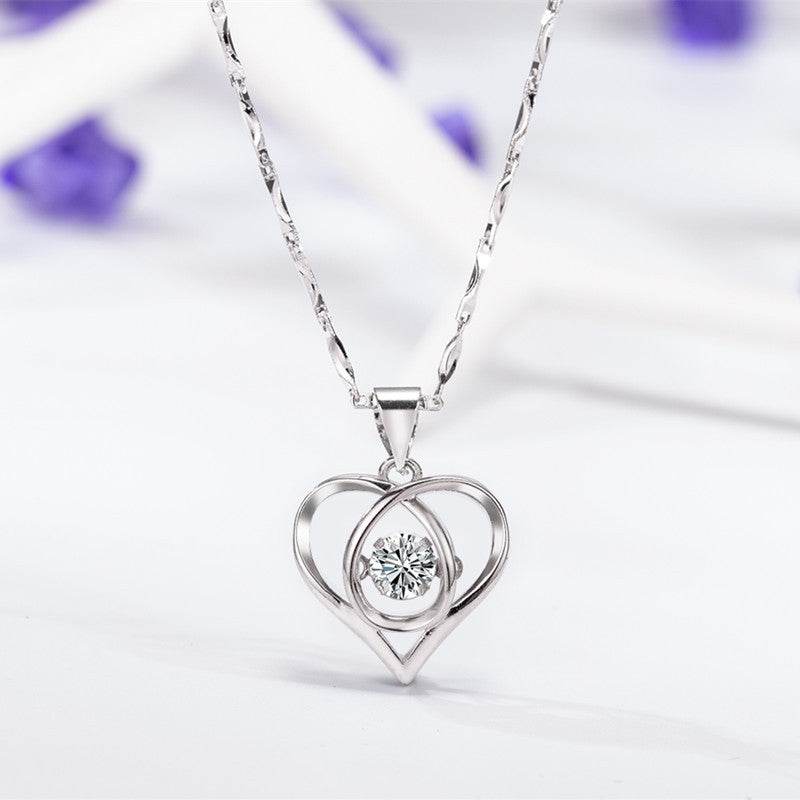 Buy Center Heart-Shaped Smart Pendant Necklace - Diamond-Embedded Clavicle Chain - Buy Center