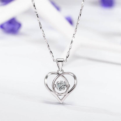 Buy Center Heart-Shaped Smart Pendant Necklace - Diamond-Embedded Clavicle Chain - Buy Center