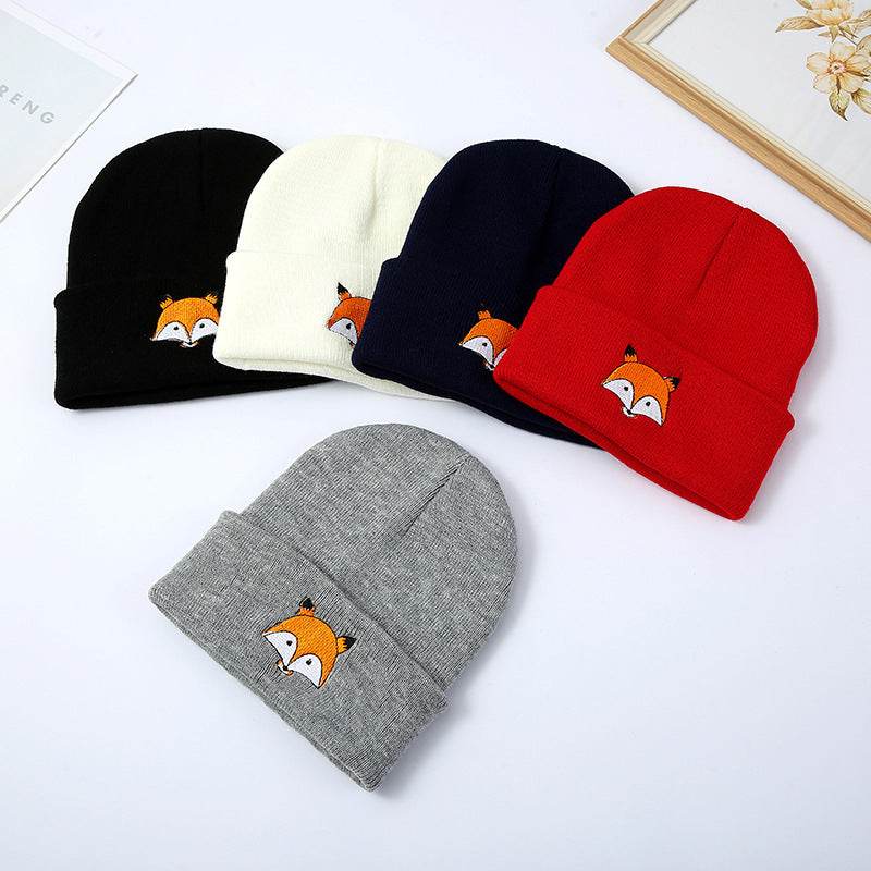 Buycenter Fashion Fox Embroidery Knitted Hat - Cozy & Versatile for All Seasons - Buy Center