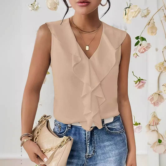 Buycenter Sleeveless Chiffon Shirt - Elegant Ruffles for Every Occasion - Buy Center