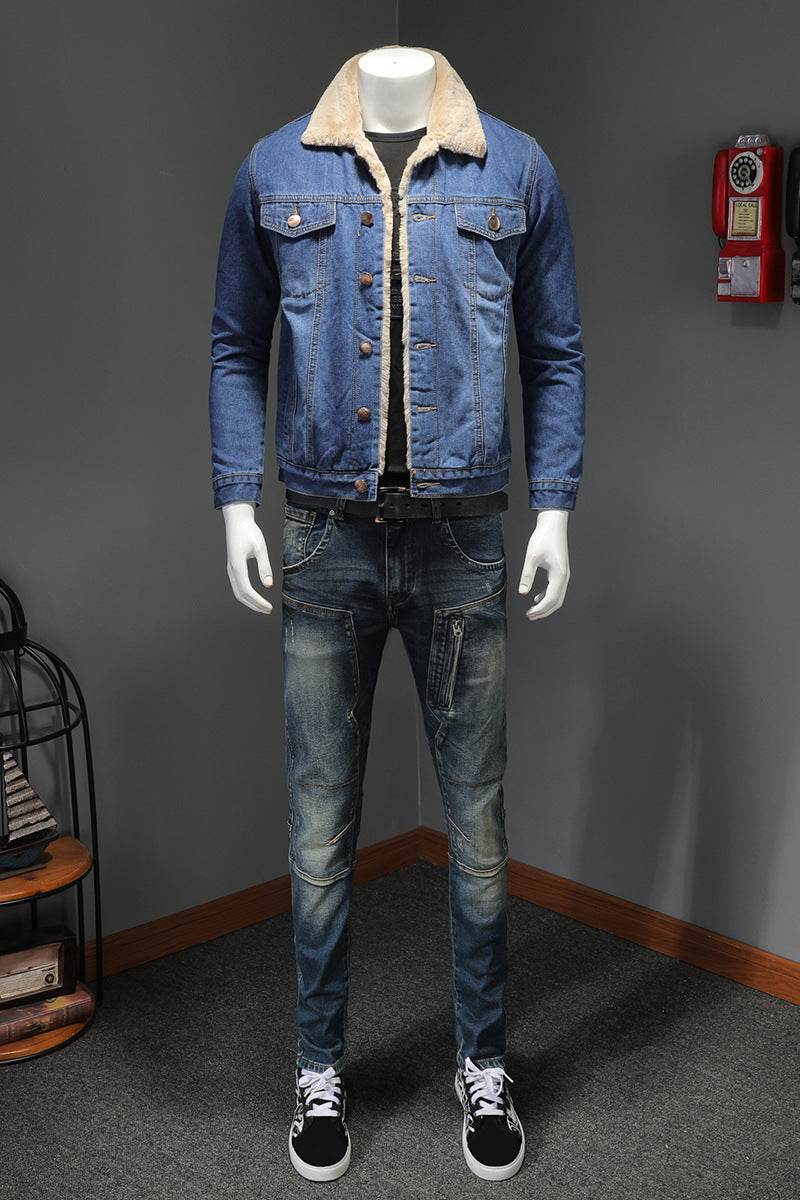 Men's Thickened Denim Jacket - Fleece-Lined for Warmth & Style - Buy Center