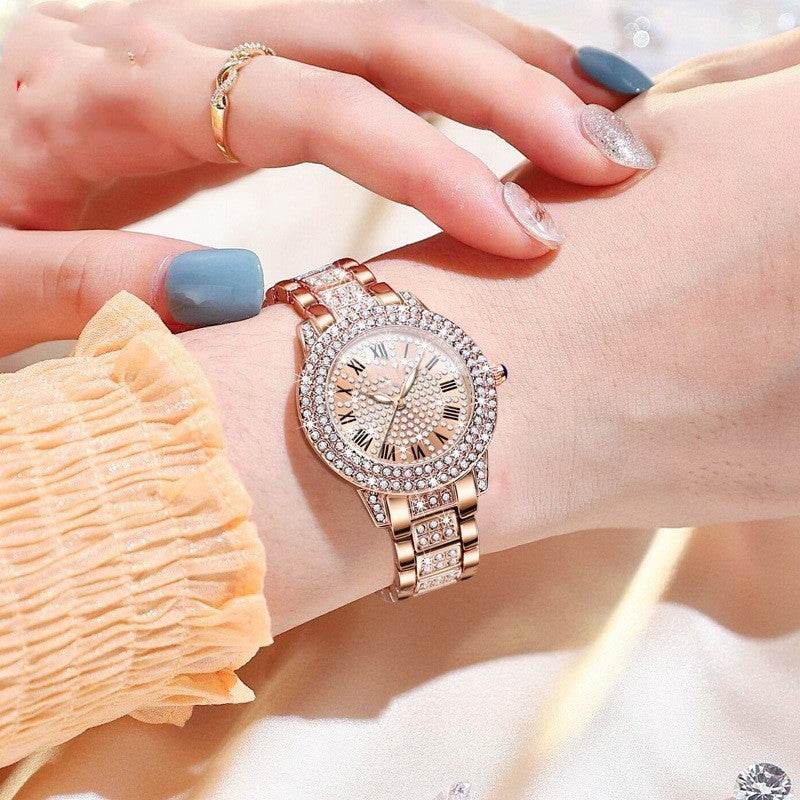 Buycenter Elegant Quartz Watch - Sparkling Diamonds, Stainless Steel Design - Buy Center