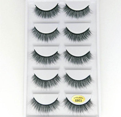 Luxurious 3D Mink Hair False Eyelashes - 5 Pairs for Stunning Volume - Buy Center