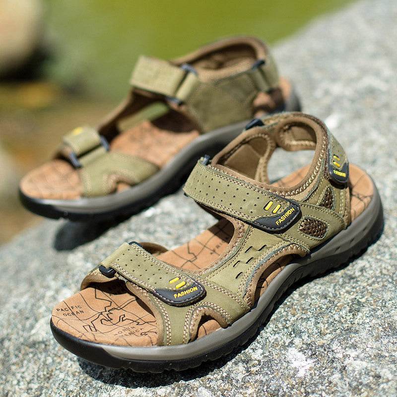 Buycenter Men's Velcro Beach Sandals - Casual Open Toe Design - Buy Center