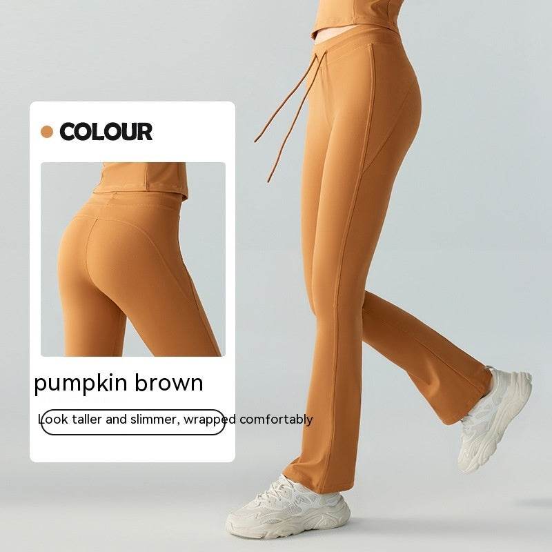 Comfortable Waist Slimming Yoga Pants - Stylish Bell-Bottom with Pockets - Buy Center