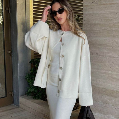 Buycenter Women's Knitting Cardigan - Loose Fit Pullover for Autumn/Winter - Buy Center