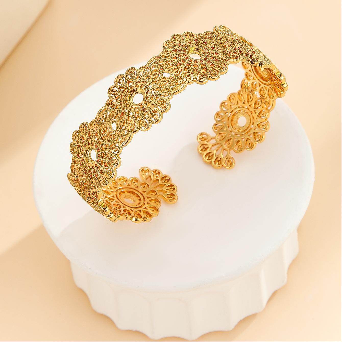 Buycenter Luxury Gold Bracelet - Hollow Lace Flower Design Jewelry - Buy Center