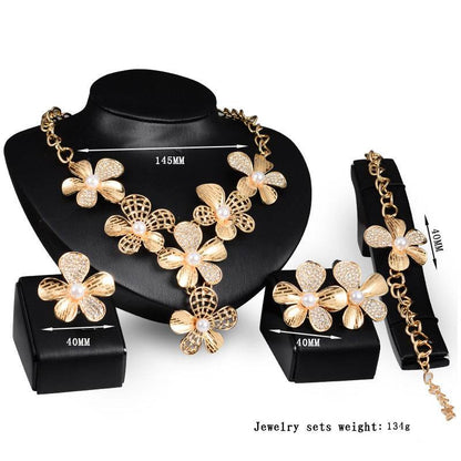 Exaggerated Gold Jewelry Set - 4-Piece Bridal Accessories with Elegance - Buy Center