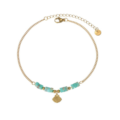 Natural Shell Beaded Anklet - Women's Titanium Steel Body Jewelry - Buy Center