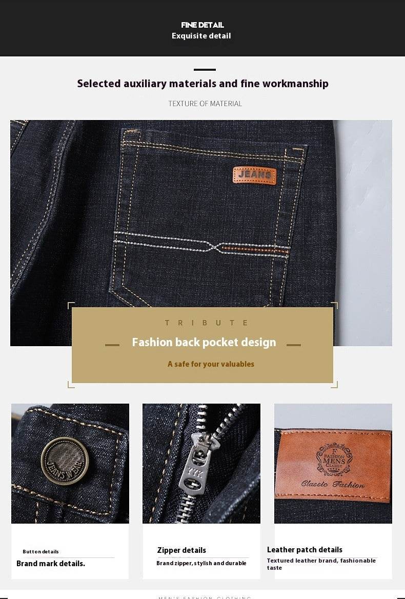 Autumn Men's Loose Straight Jeans - Mid Waist, Comfortable Fit - Buy Center